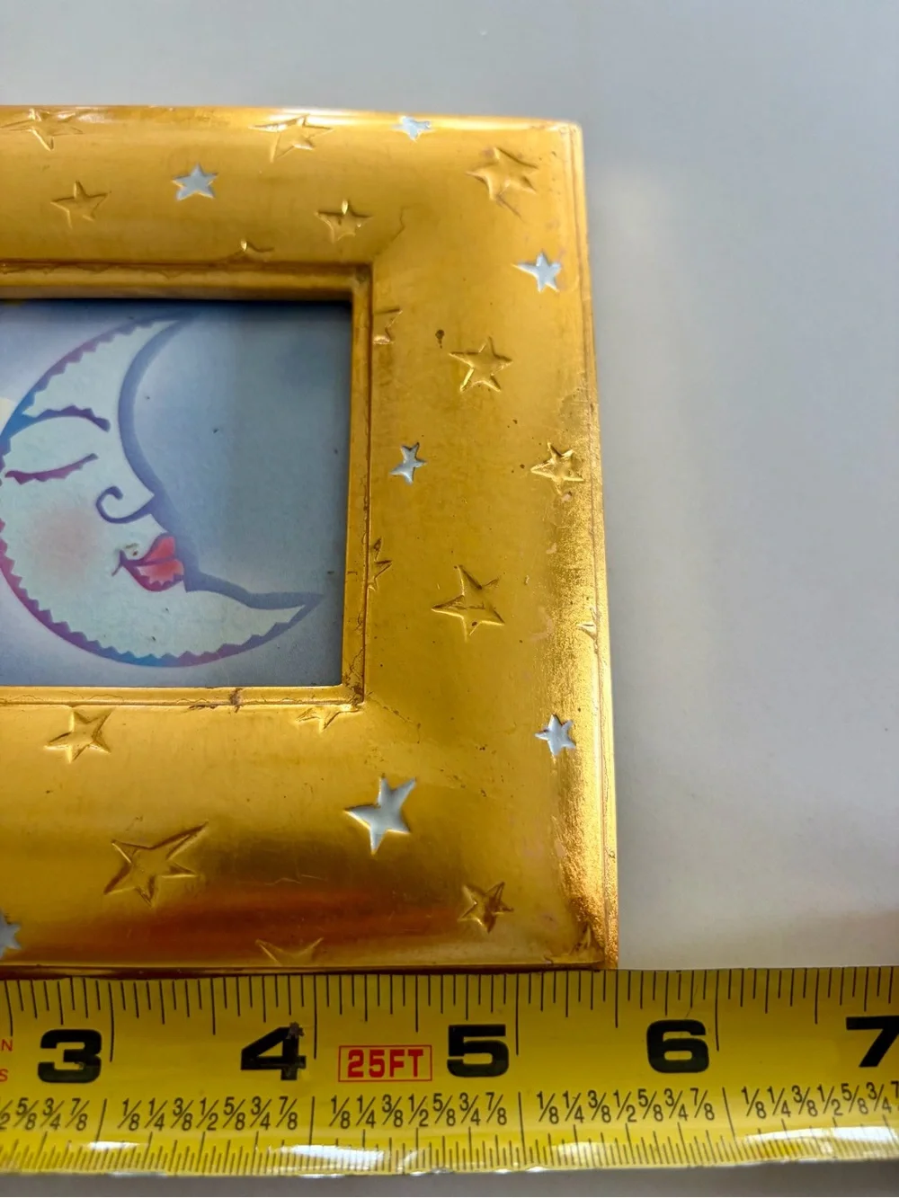 Vintage 1990s Gold Celestial Star Picture Frame with moon print 💫